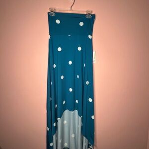 NWT LuLaRoe Olivia Blue and White High-Low Skirt